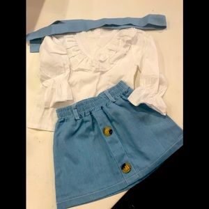 Brand new 2 piece cotton shirt and ruffled blouse